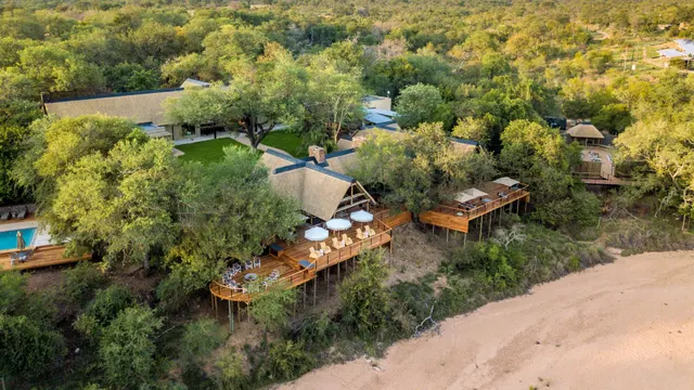 Aerial view over Thornybush Game Lodge and the surrounding bush